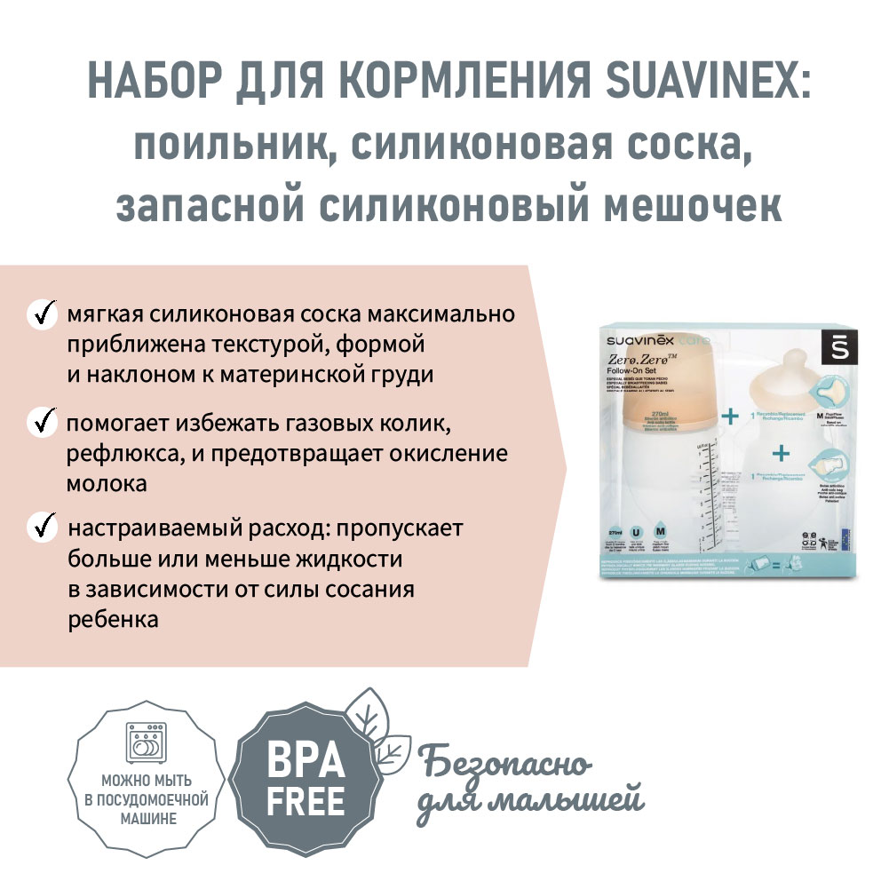 Бутылочка Suavinex Пластиковая 270 мл с 2 сосками и антиколиковым пакетом - фото 2