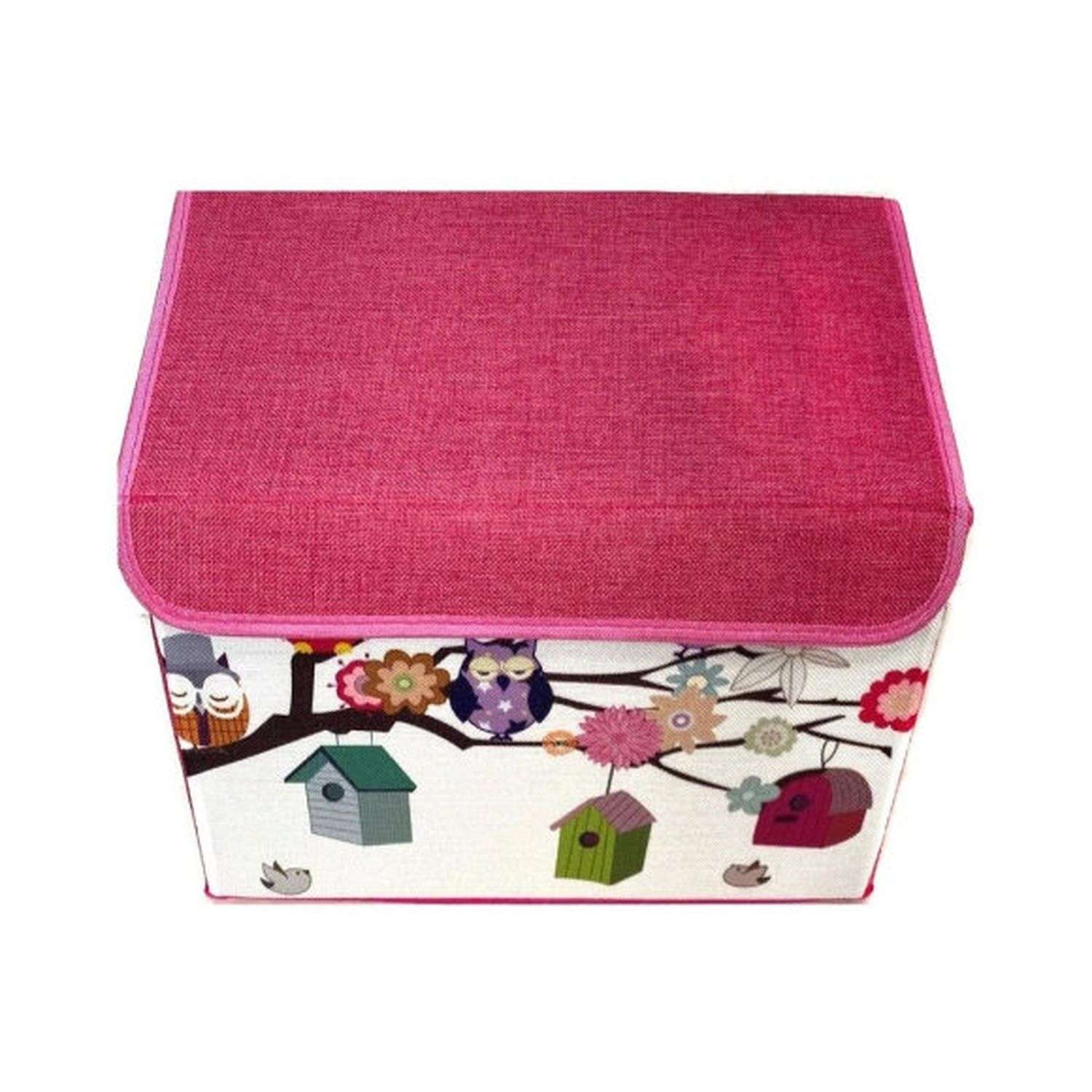 Короб для игрушек Keyprods Складной Совушки на цветущем дереве розовый - фото 2