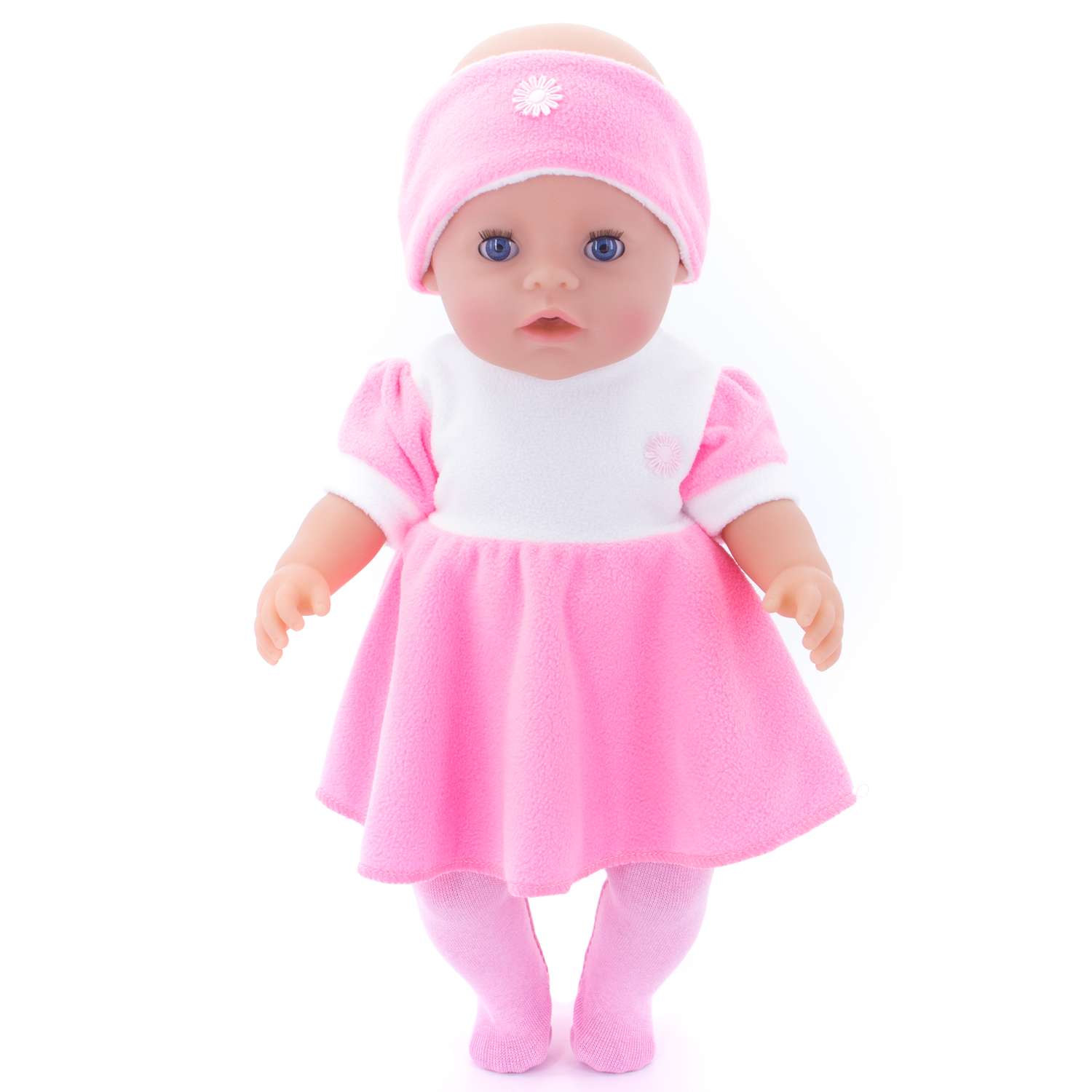 Комплект для пупса Модница 43-48 см: платье колготки повязка на голову и тапочки 6118 розовый-розовый 6118розовый&amp;розовый - фото 8