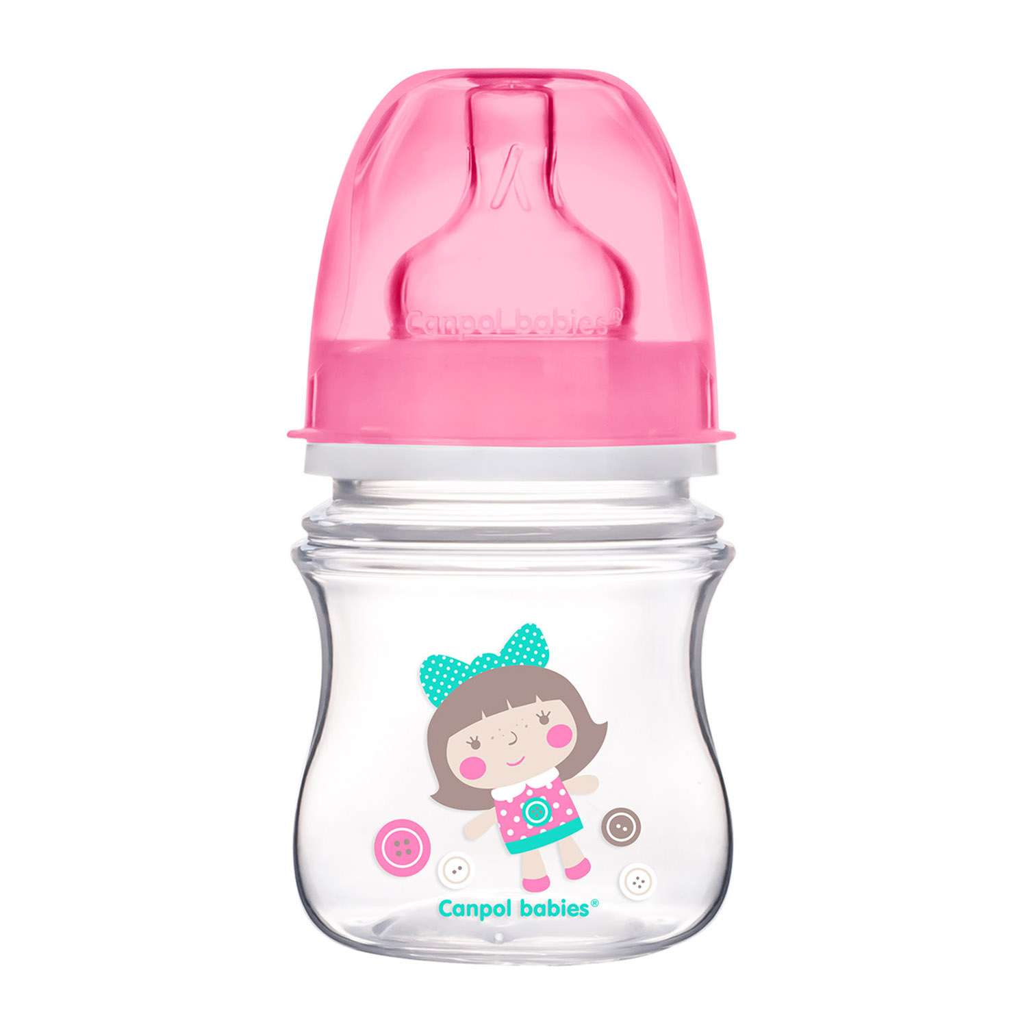 Бутылочка Canpol Babies Easy Start антиколиковая с широким горлышком 120мл Розовая - фото 1