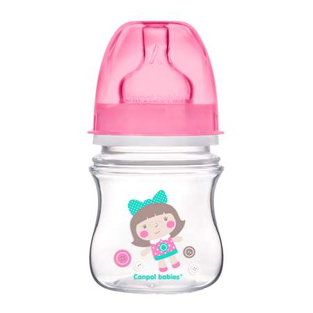 Бутылочка Canpol Babies Easy Start антиколиковая с широким горлышком 120мл Розовая