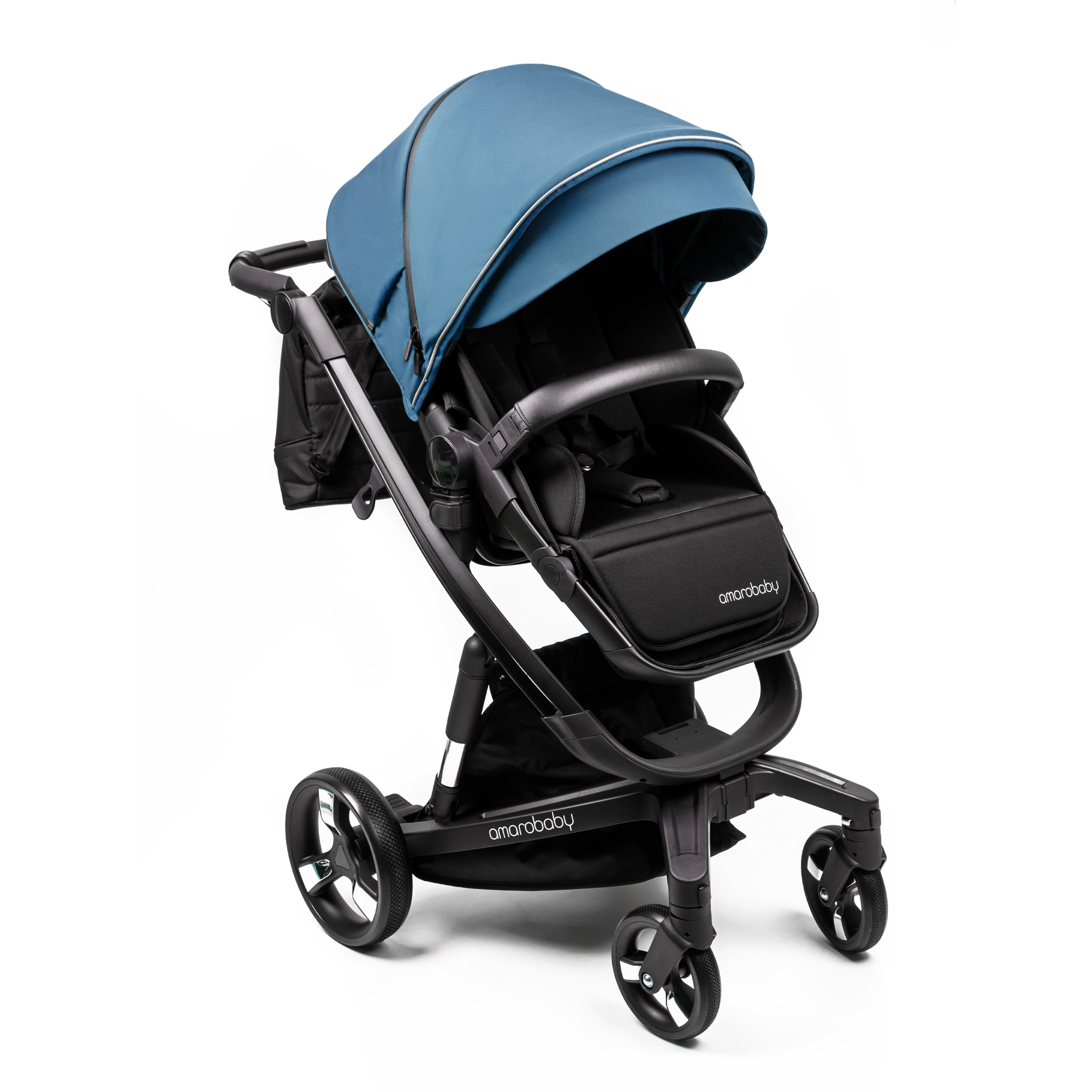 Коляска детская 2 в 1 AmaroBaby TUTUM с AUTO BRAKE синий - фото 25