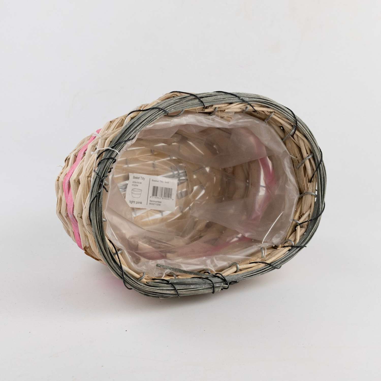 Кашпо плетеное Азалия Декор овальное из бамбука 23x15хH12см цвет натуральный/розовый - фото 4