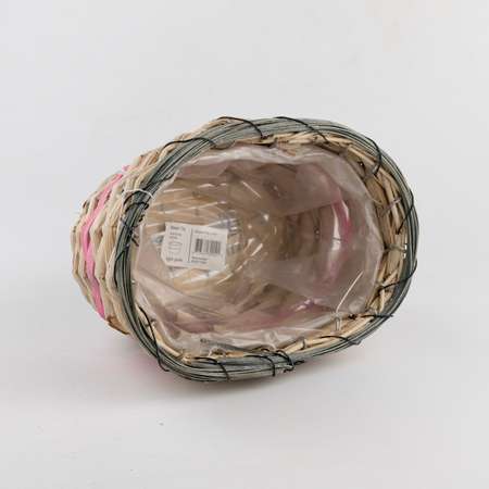 Кашпо плетеное Азалия Декор овальное из бамбука 23x15хH12см цвет натуральный/розовый