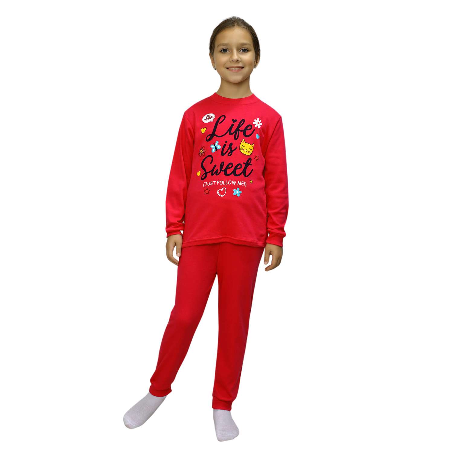 Пижама Счастливая малинка М-571 красн - фото 1