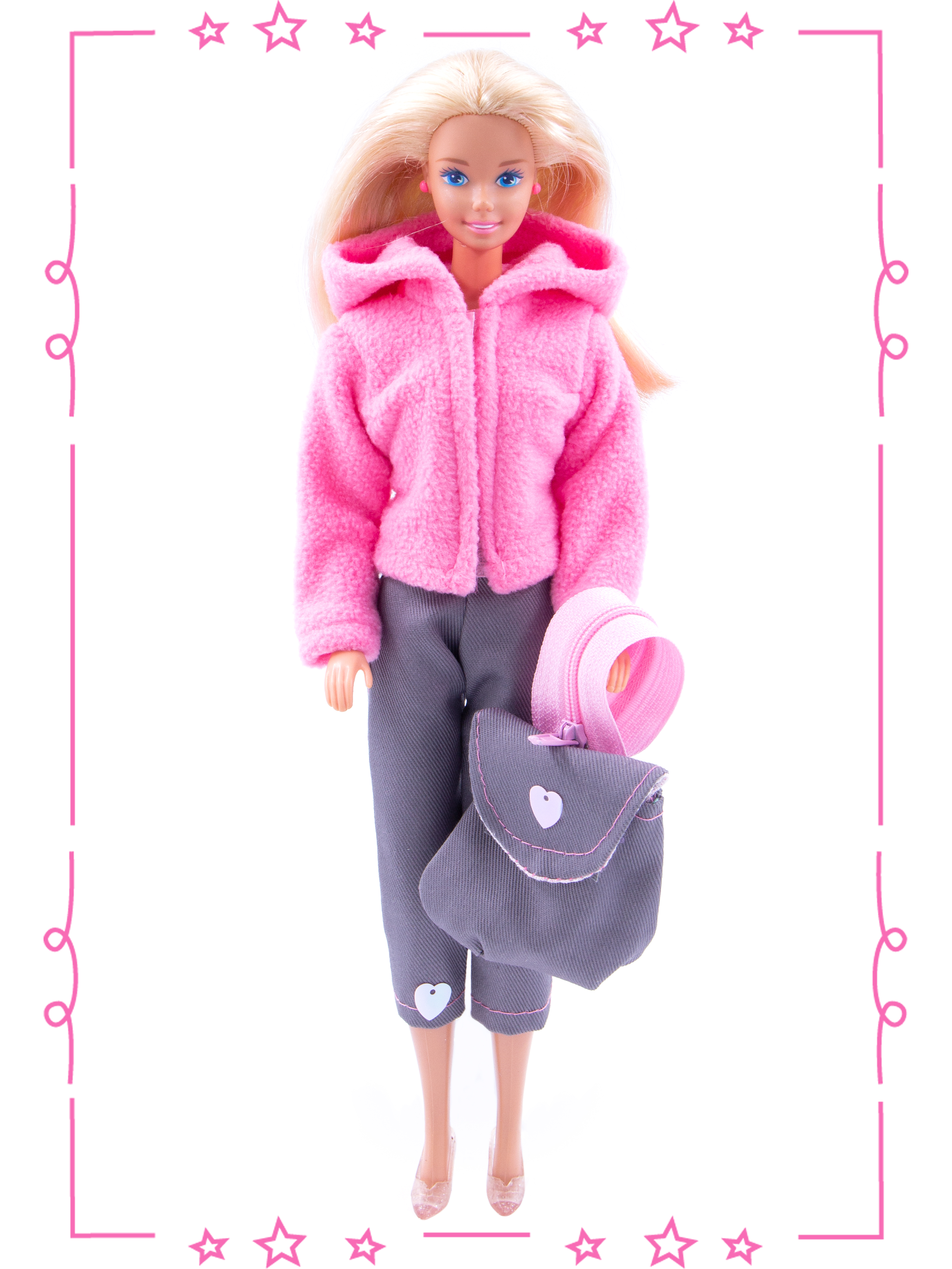 Набор одежды Модница для куклы 29 см: куртка штаны и рюкзак 9999розовый&amp;серый - фото 1