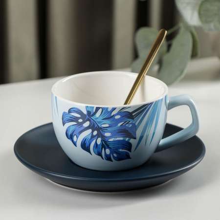 Чайная пара Sima-Land Ариэль чашка 250 млложка блюдце цвет голубой