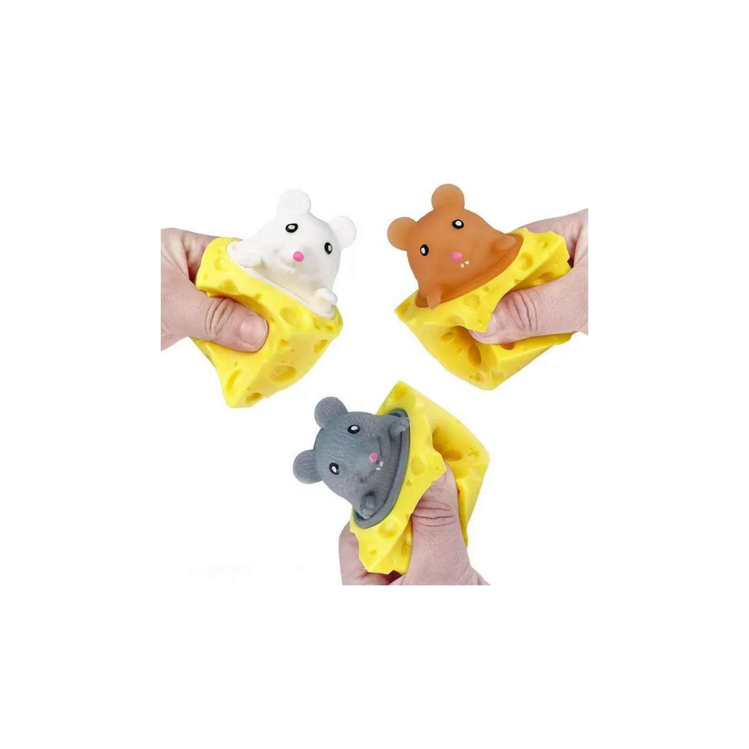 Набор мышь в сыре Эмили из трех штук цвет желтый - фото 1
