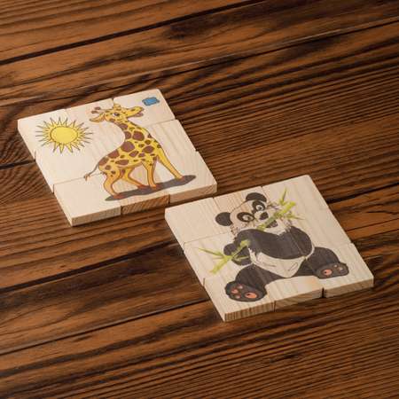 Развивающая игра Тутси Собери картинку Животные 3 плашки дерево 18 элементов