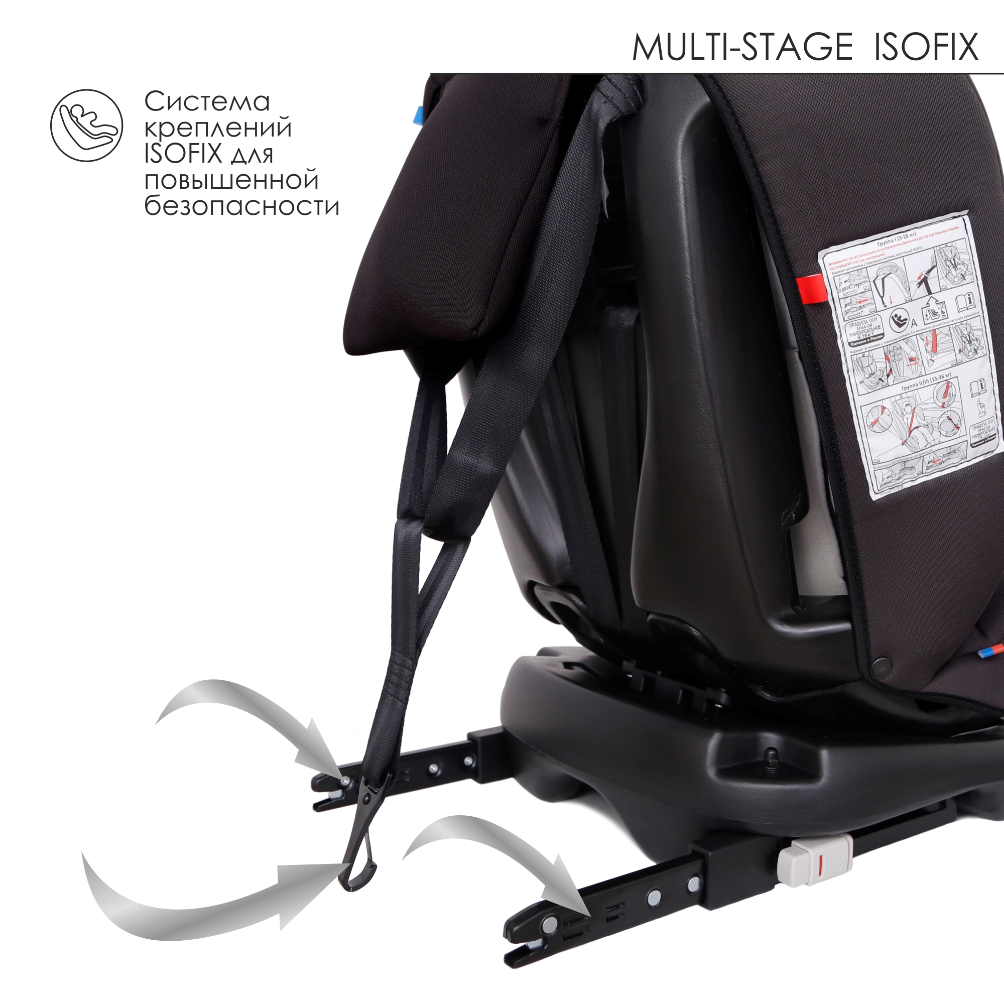 Автокресло Babyton Multi-Stage ISOFIX Black-Grey - фото 12