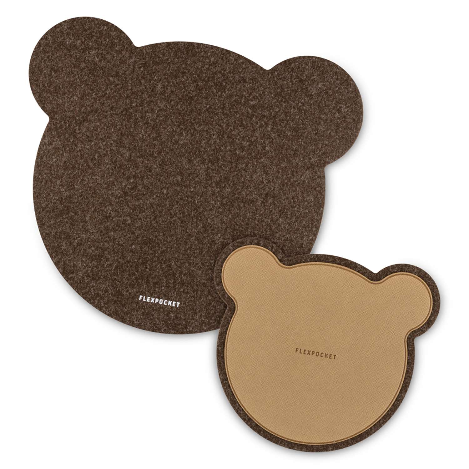 Настольный коврик Flexpocket для мыши в виде медведя с подставкой под кружку коричневый - фото 1