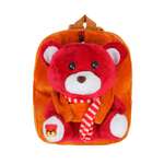 Рюкзак с игрушкой Little Mania коричневый Мишка бордовый