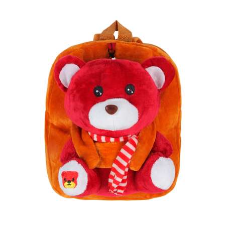 Рюкзак с игрушкой Little Mania коричневый Мишка бордовый