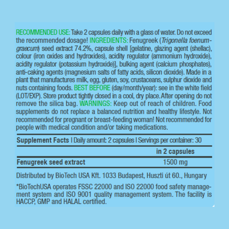 Пажитник BiotechUSA Fenugreek 60 капсул