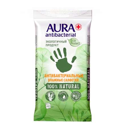 Влажные салфетки AURA Antibacterial ECO Protect Flushable big-pack 40шт