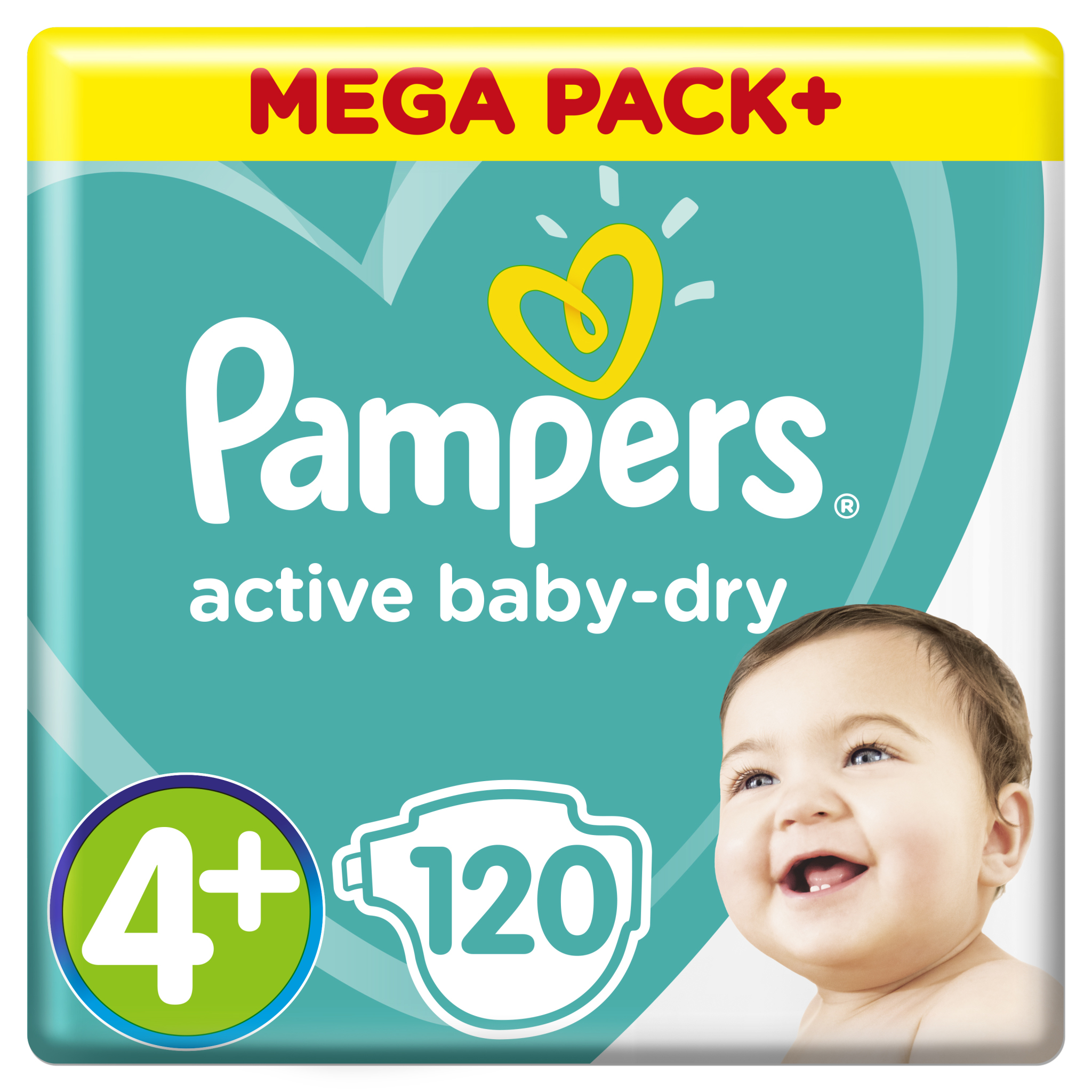 Подгузники Pampers Active Baby-Dry 4+ 10-15кг 120шт - фото 1