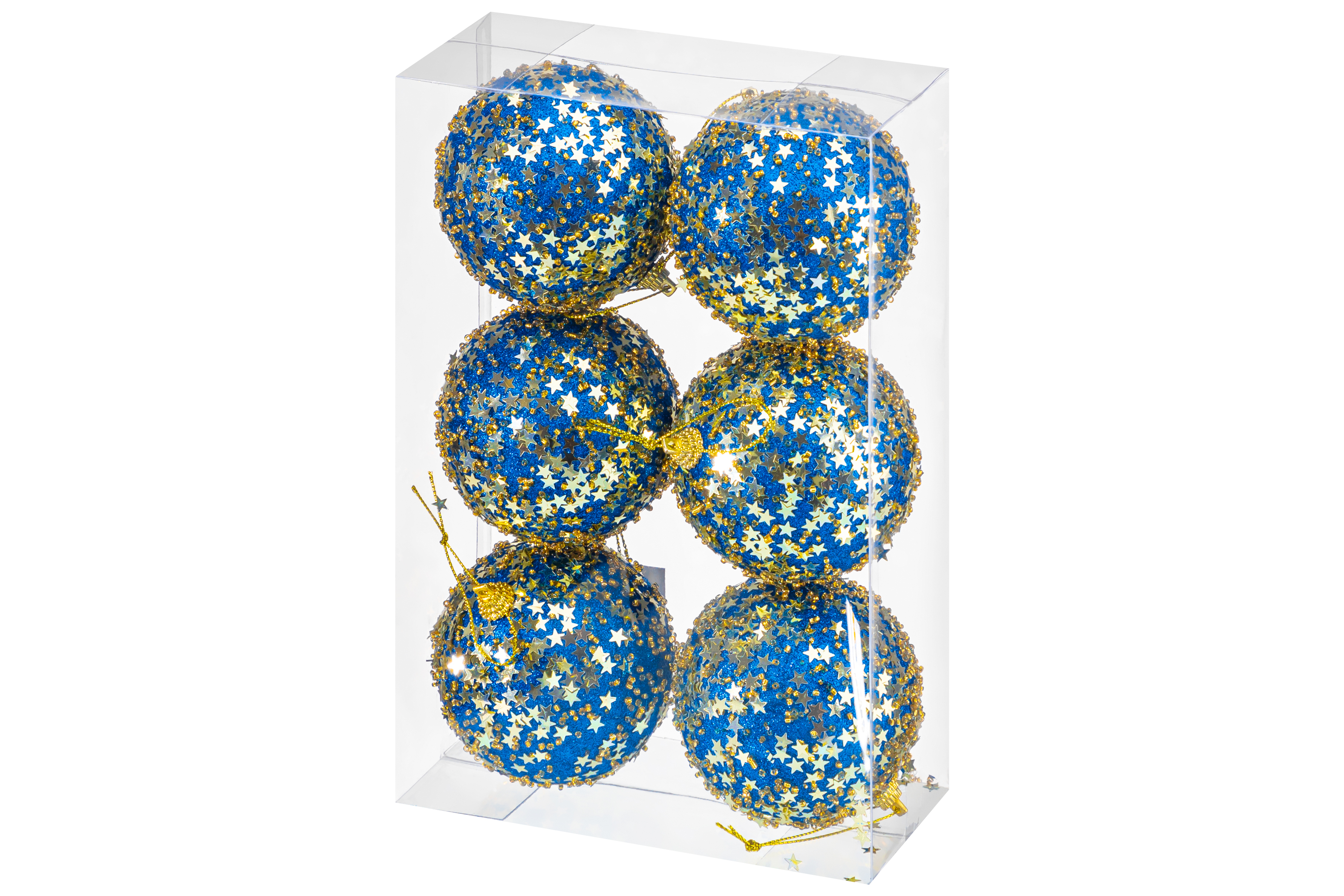 Набор Elan Gallery 6 новогодних шаров 8х8 см Звезды синий - фото 7