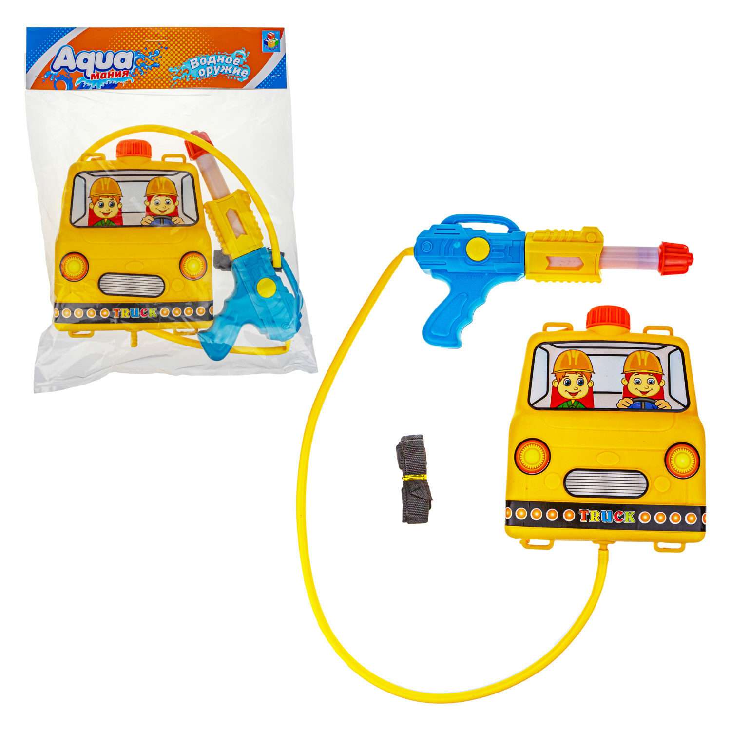 Водяной пистолет Аквамания 1TOY с рюкзаком-ёмкостью детское игрушечное оружие для мальчиков игрушки для улицы и ванны - фото 2