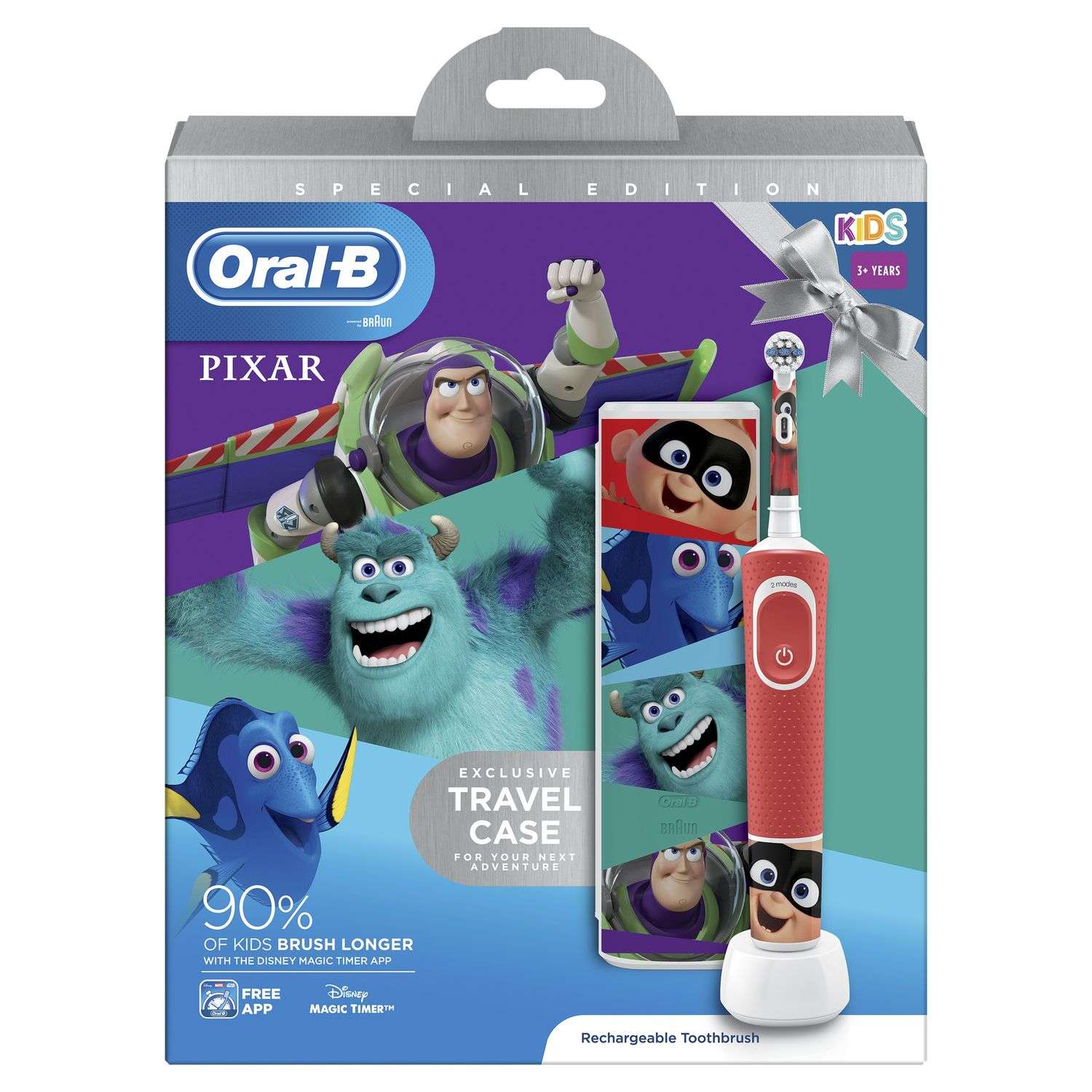 Зубная щетка Oral-B Pixar электрическая с чехлом и насадкой 80337576 - фото 2
