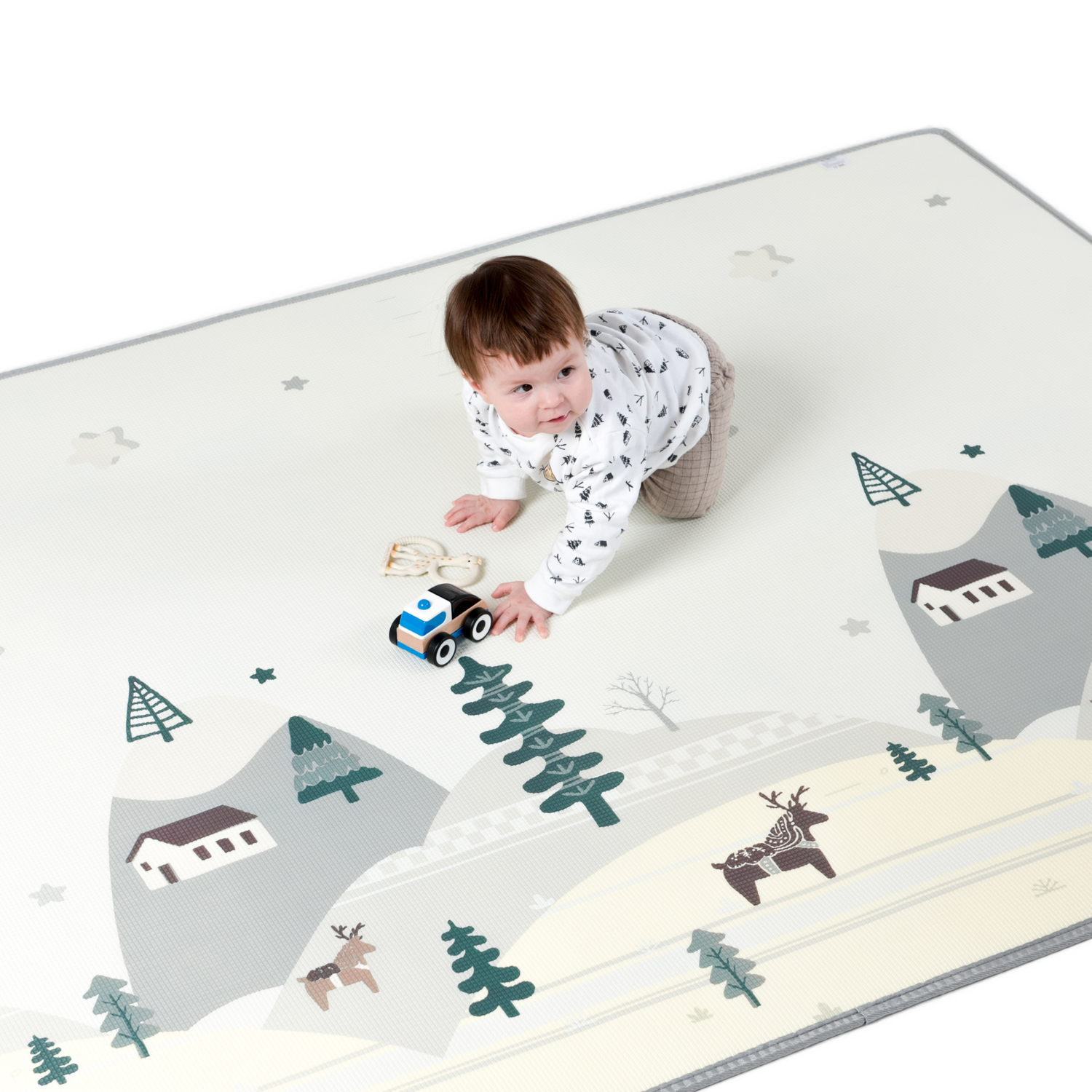 Детский коврик игровой Keelife развивающий двусторонний рулонный Лес и Лошадки 150х200х1см - фото 2