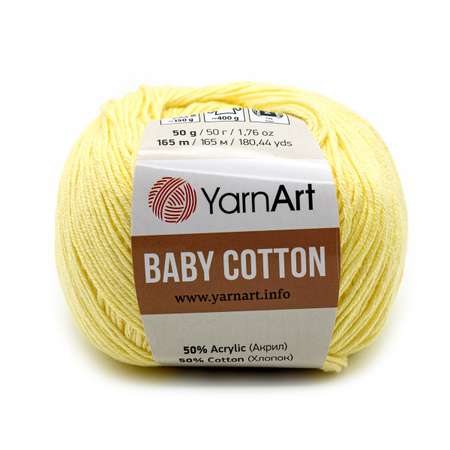 Пряжа для вязания YarnArt Baby Cotton 50гр 165 м хлопок акрил детская 10 мотков 431 пыльно-желтый