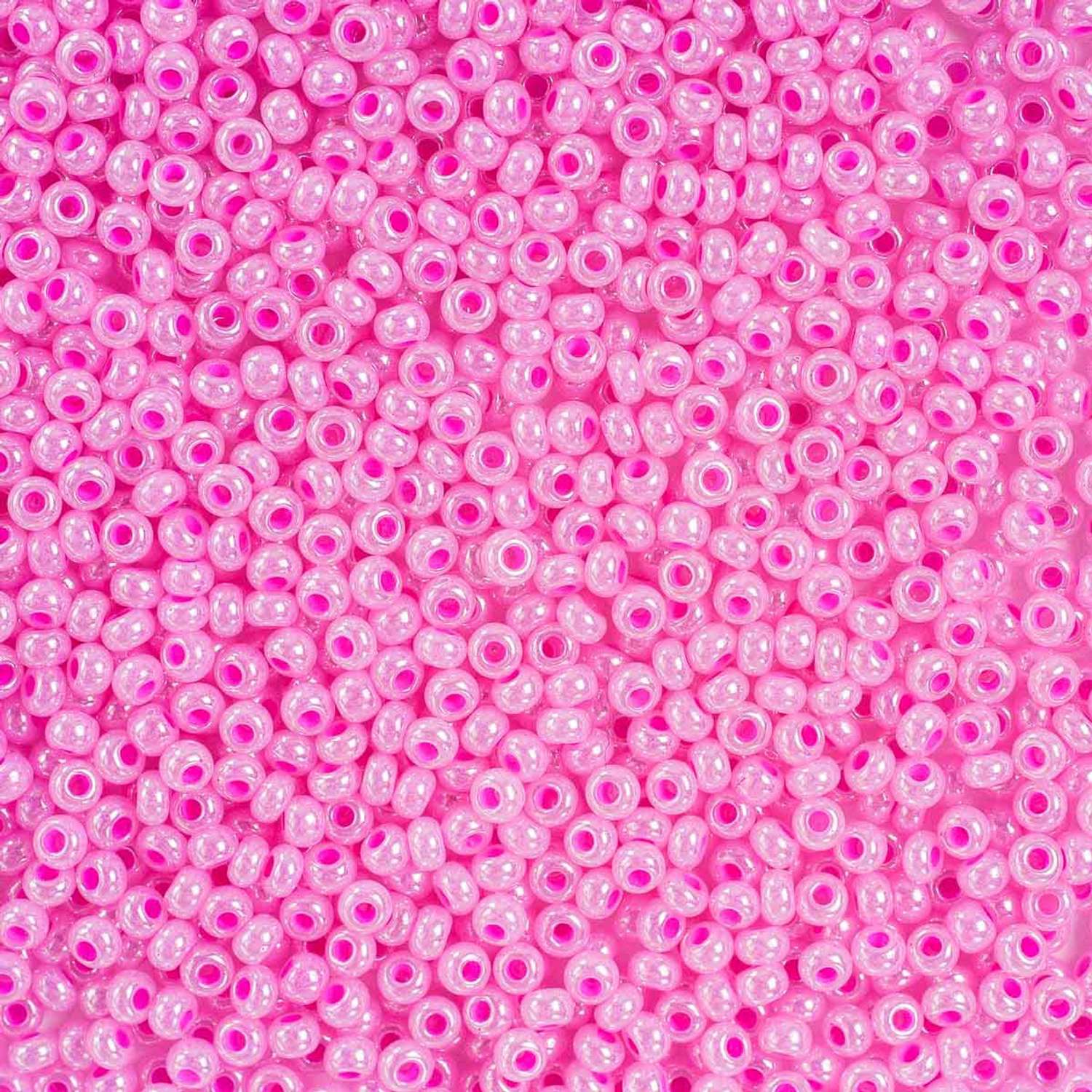 Бисер Preciosa чешский эффект алебастра 10/0 20 гр Прециоза 37177 ярко розовый - фото 2