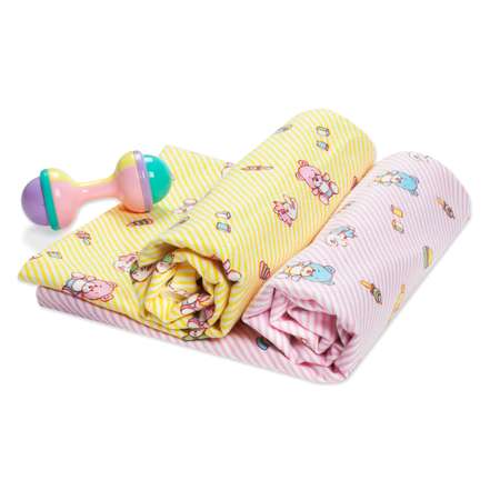 Пеленки фланелевые Чудо-чадо для новорожденных «Дочке/мишки игрушки» 85х120см 2 шт