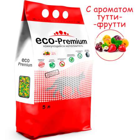 Наполнитель для кошек Eco premium Тутти-фрутти древесный 5л