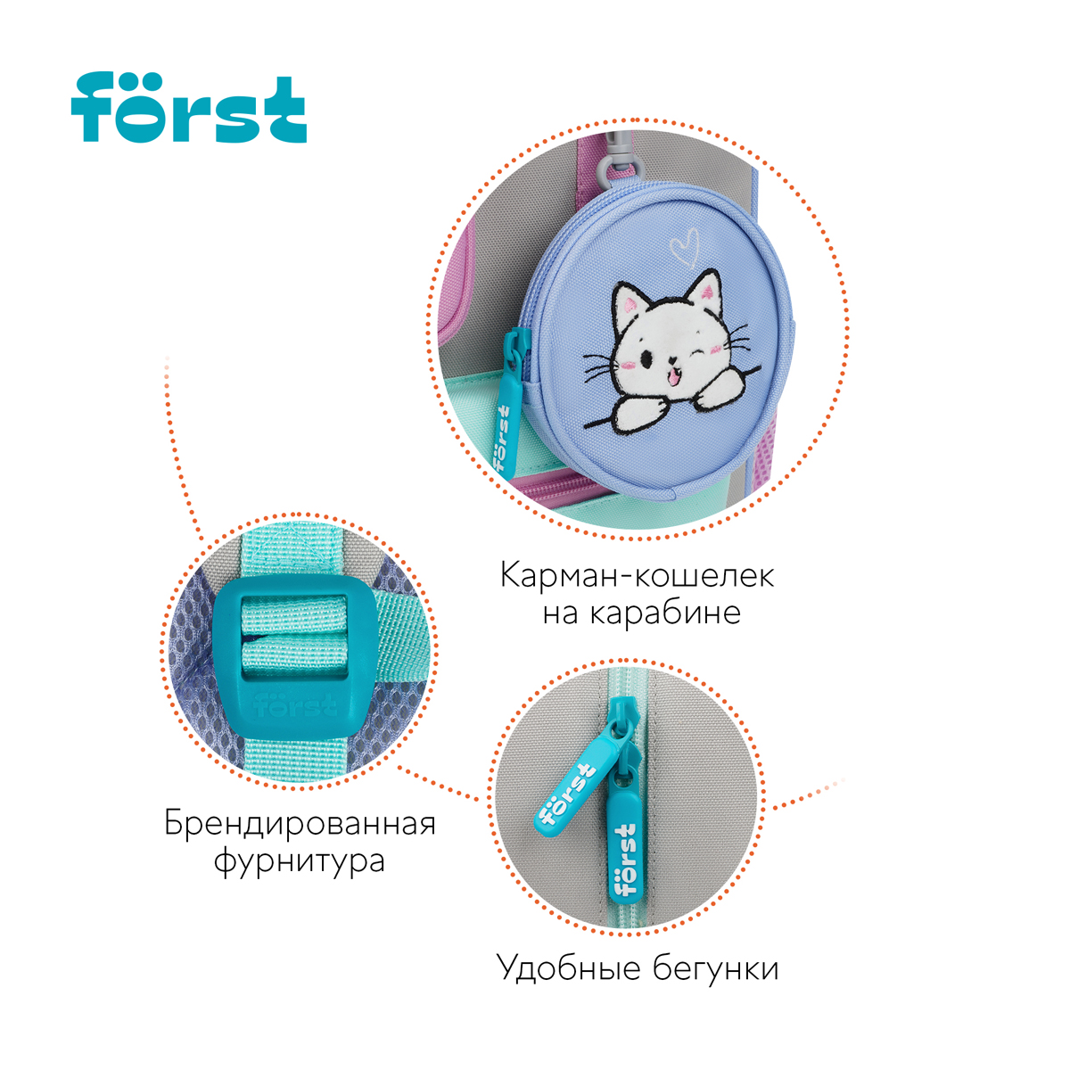 Рюкзак Forst F-Kids Hi Kitty 30,5*25,5*12,5см 1 отделение 5 карманов эргономичная спинка - фото 8