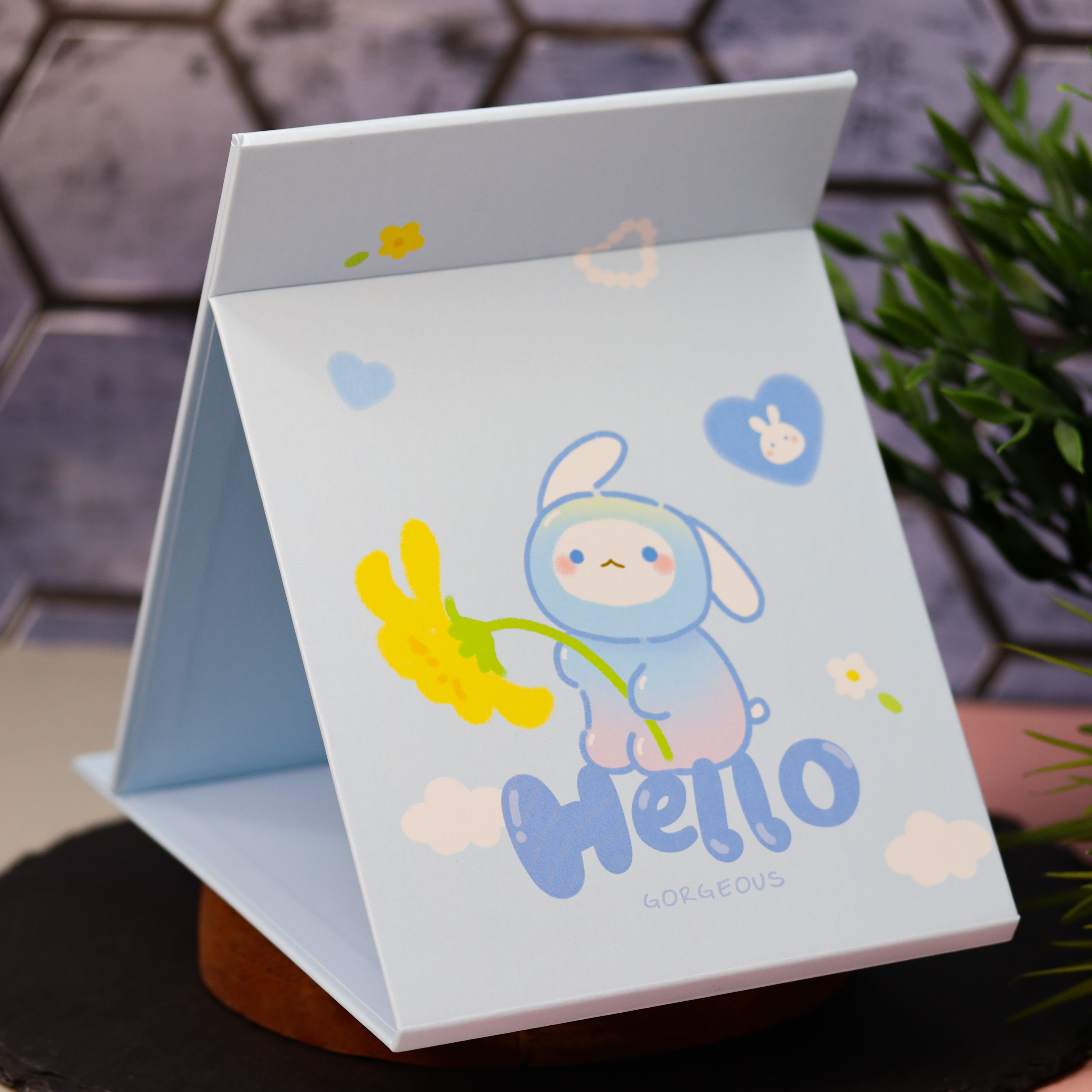 Зеркало настольное для макияжа iLikeGift Hello bunny blue - фото 2