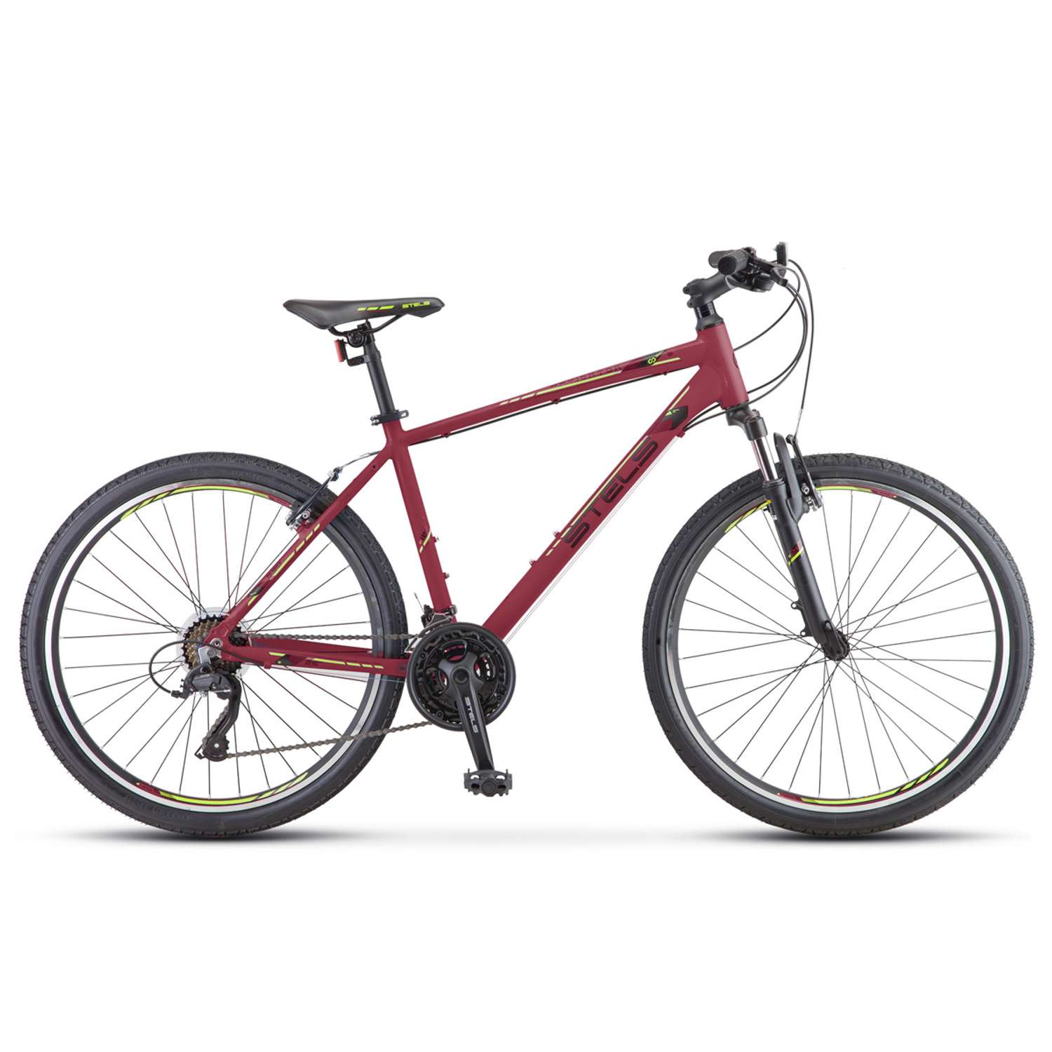 Велосипед STELS Navigator-590 V 26 K010 18 Бордовый/салатовый - фото 1