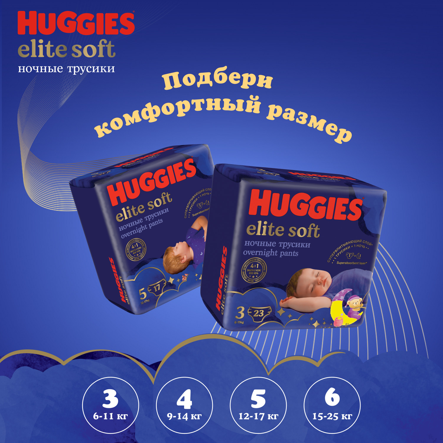 Подгузники-трусики Huggies Elite Soft ночные 3 6-11кг 23шт - фото 11