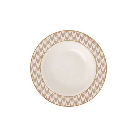 Тарелка DeNASTIA обеденная суповая «Пье-де-пуль» D21.5 см 280мл фарфор белый/бежевый CE00465