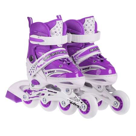 Роликовые коньки BABY STYLE раздвижные 27-30 S шлем и защита светящиеся колеса фиолетовый