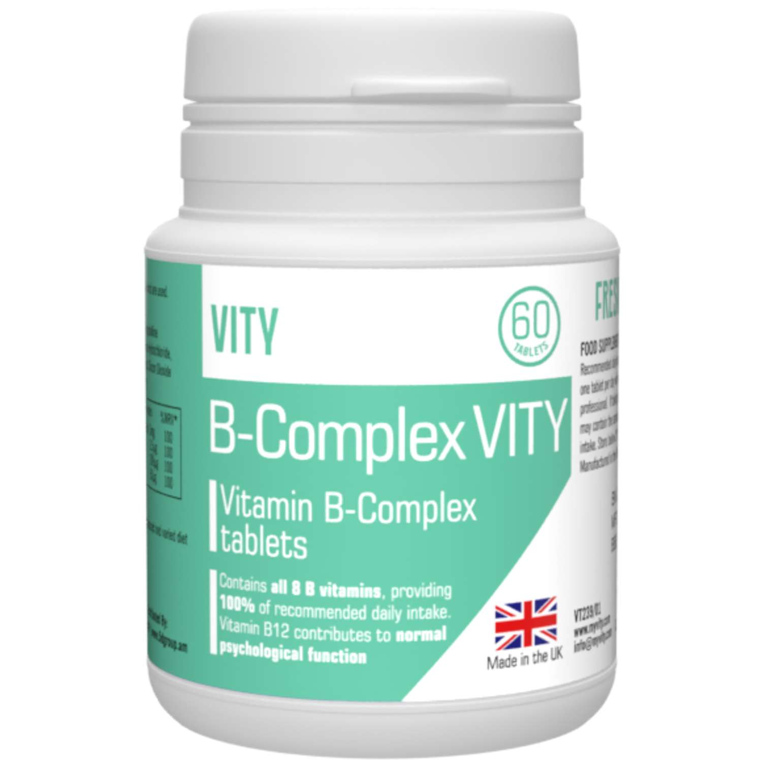 БАД VITY Комплекс Витаминов группы В 60 таблеток Великобритания - фото 1
