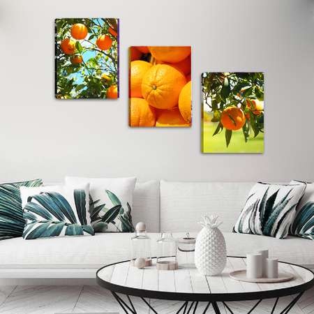 Комплект картин на холсте LORI Интерьерные на стену 3 в 1 Лето в оранжевых красках 40х30 см