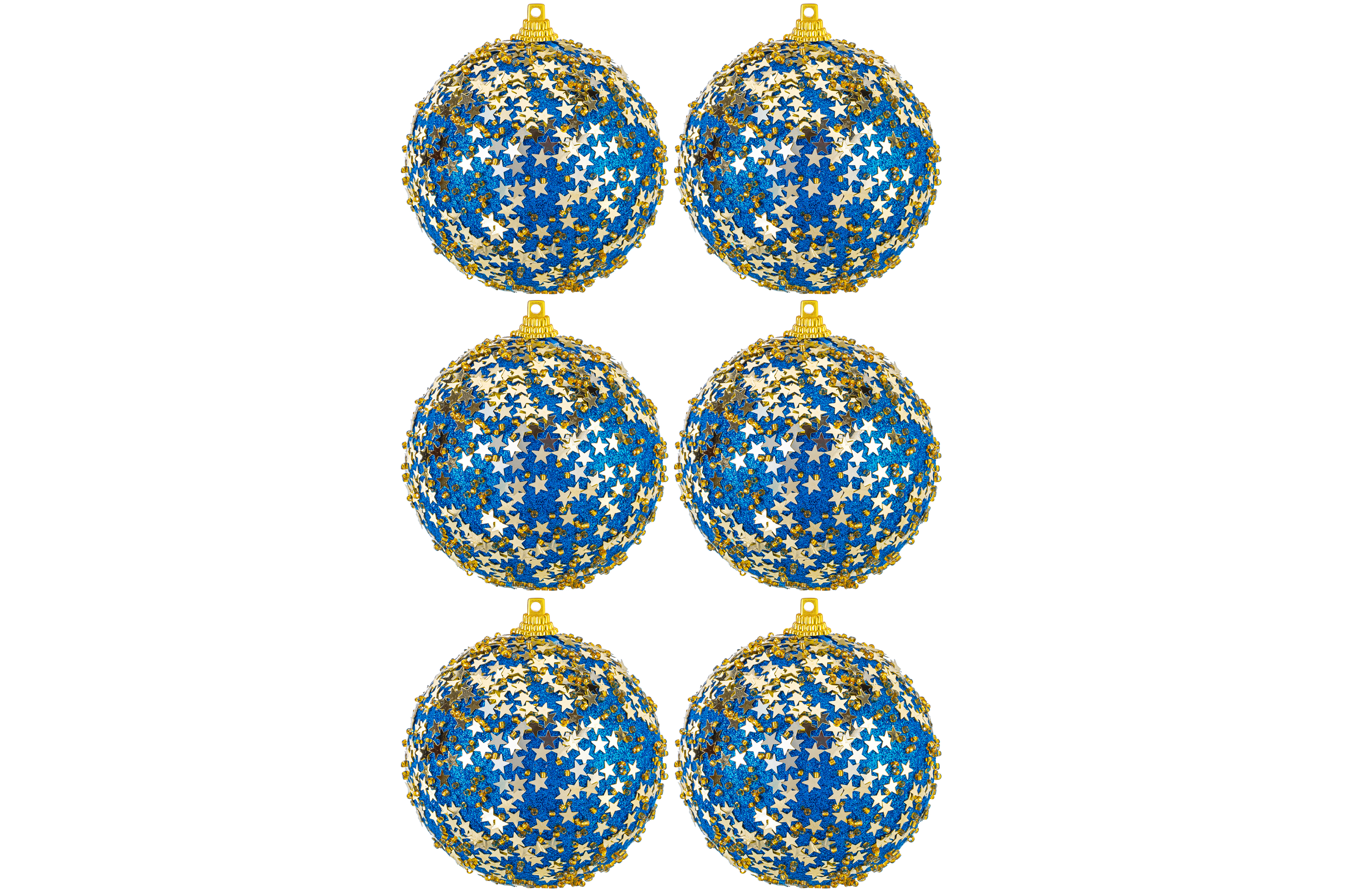 Набор Elan Gallery 6 новогодних шаров 8х8 см Звезды синий - фото 4