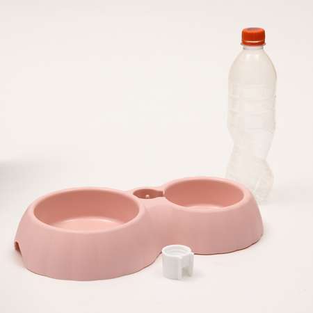 Миска Пижон пластиковая двойная под бутылку 31х18х5.3 см розовая 400 мл
