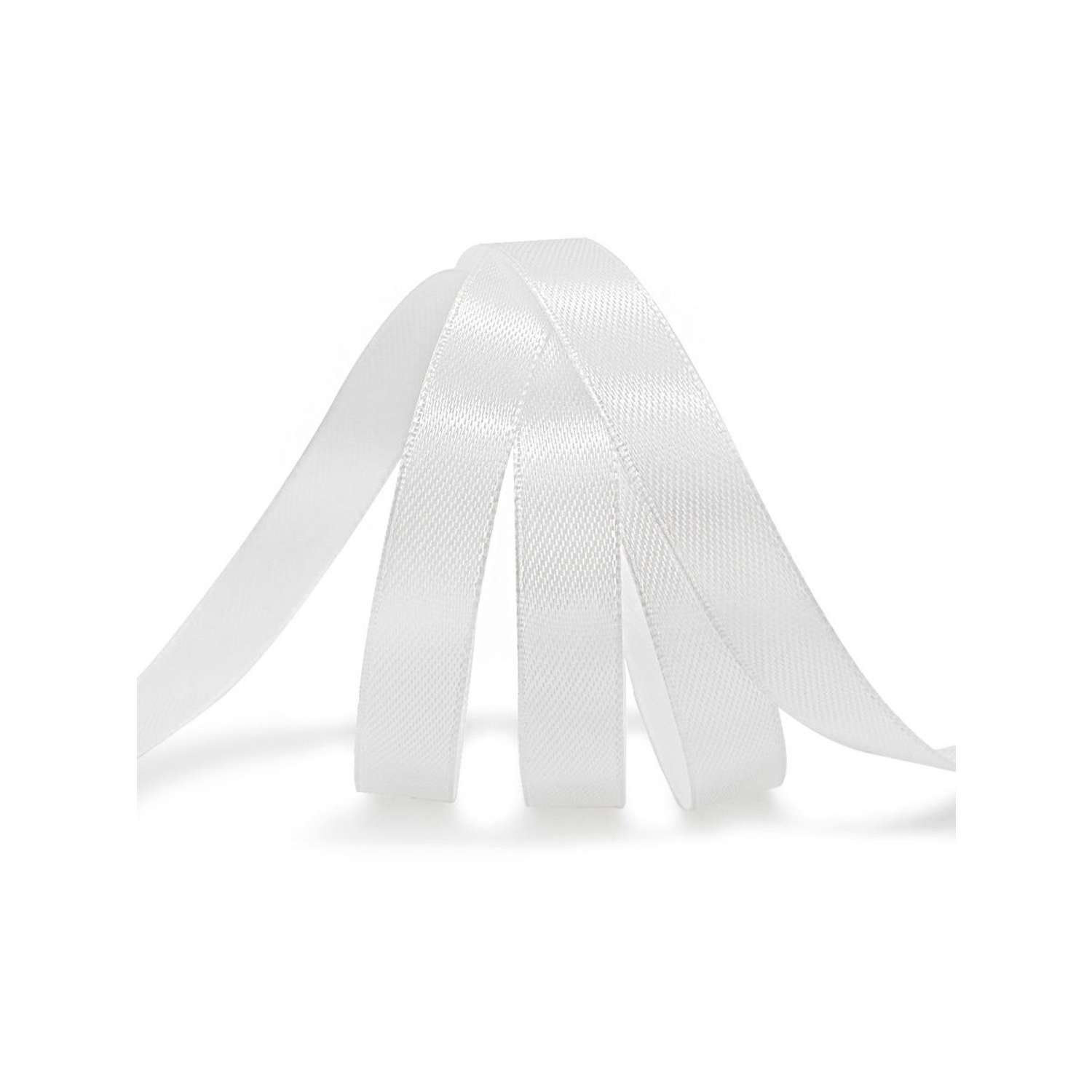 Лента Айрис атласная упаковочная флористическая 1.2 см 22.86 м 002 белый - фото 2