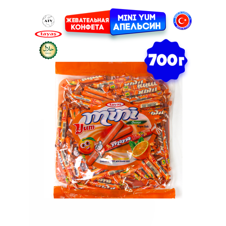 Жевательные палочки TAYAS конфетки mini yum с апельсиновым вкусом 700 г