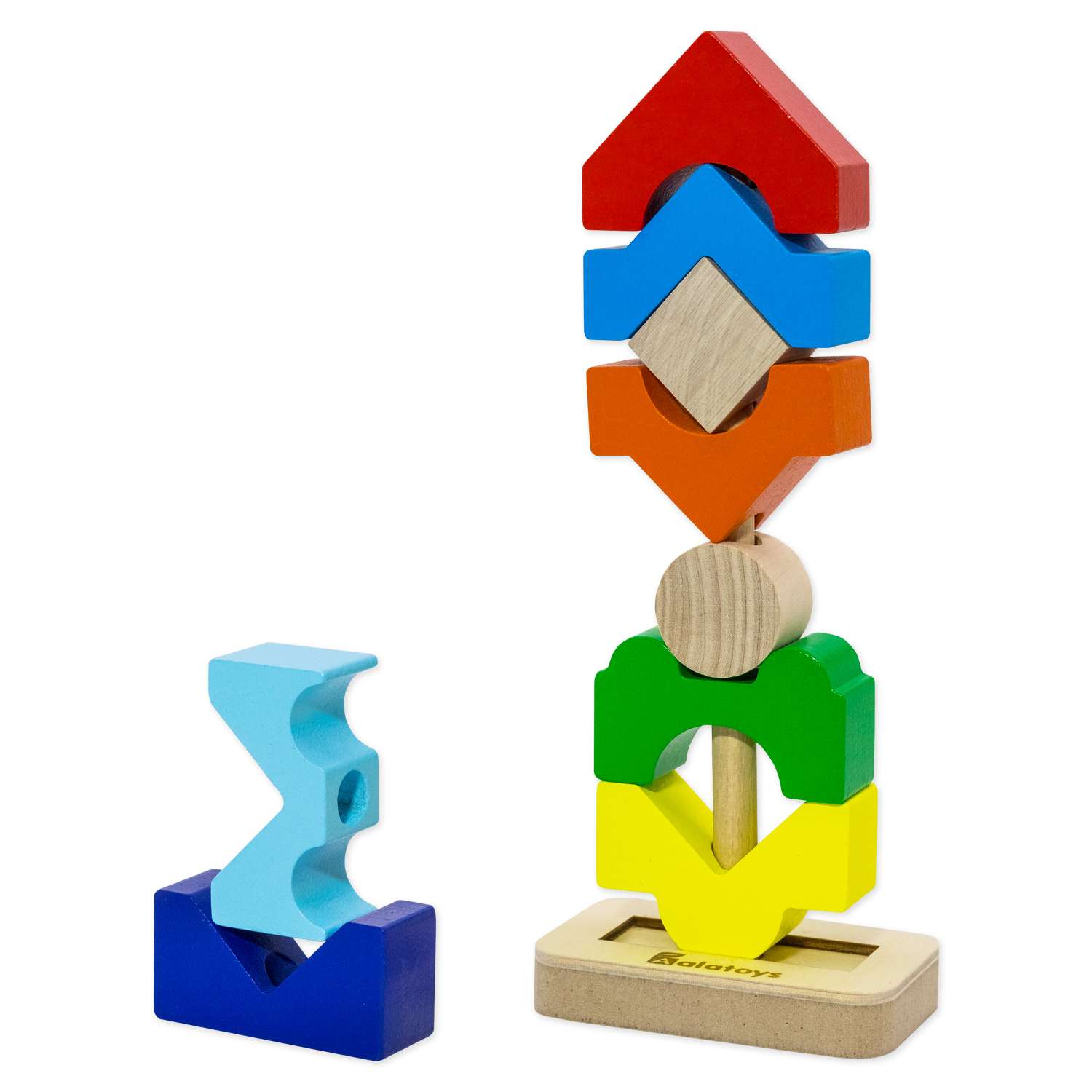 Пирамидка деревянная Башня Alatoys развивающая обучающая Монтессори игрушка для малышей - фото 13