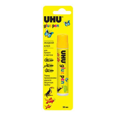 Клей UHU Glue pen канцелярский прозрачный для бумаги 50 мл 41606/B