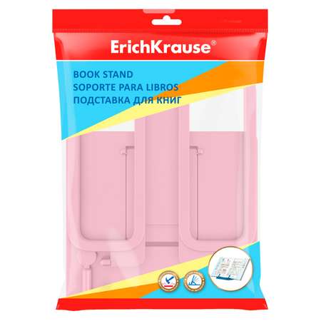 Подставка для книг ErichKrause Base Pastel пластиковая розовая 58031