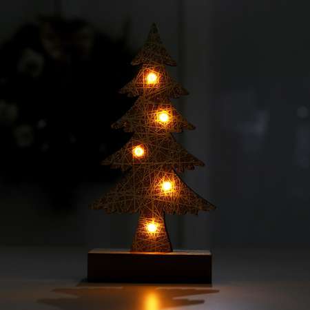 Новогодний декор Лесная мастерская с подсветкой «Новогодняя ель» 9×5×19 см белый