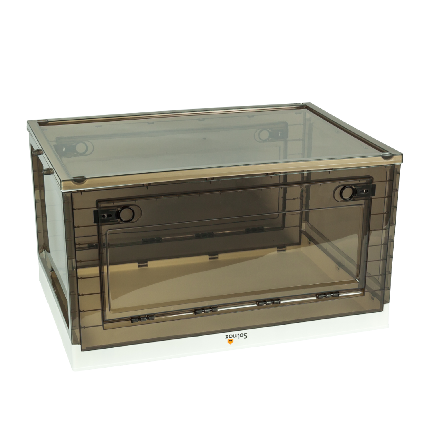 Ящик для хранения вещей Solmax прозрачный контейнер с крышкой на колесах 68х47х38 белый - фото 8