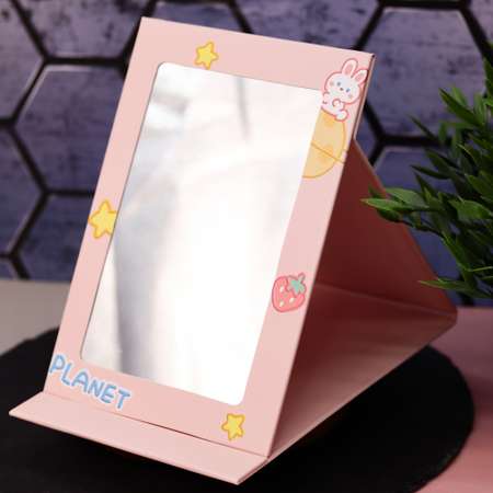 Зеркало настольное для макияжа iLikeGift Planet bunny pink