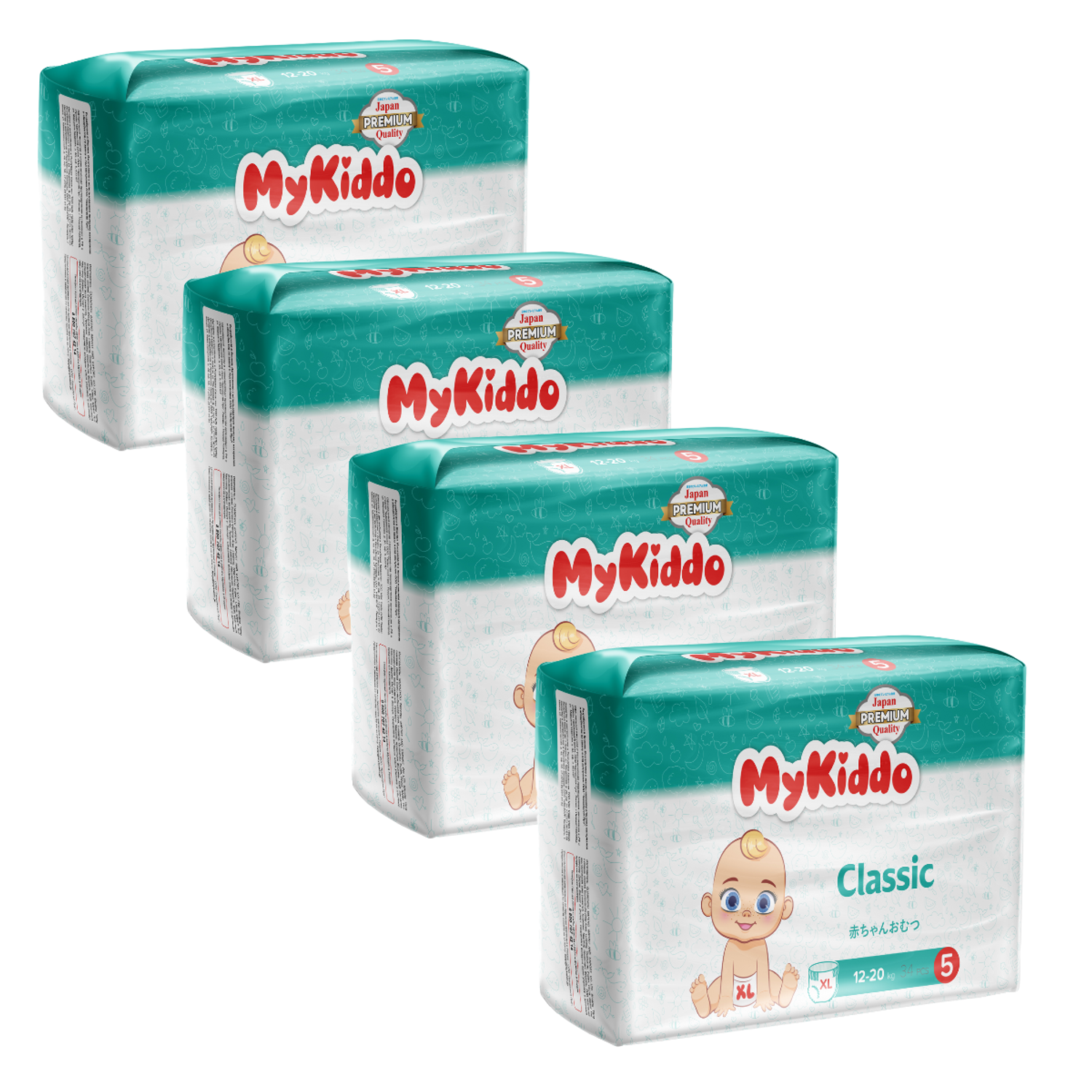 Подгузники-трусики MyKiddo Classic XL 12-20 кг 4 упаковки по 34 шт - фото 1