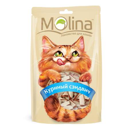 Лакомство для кошек Molina куриный сэндвич 80г