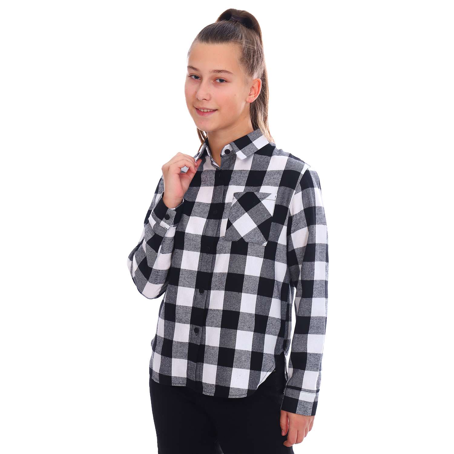 Рубашка Детская Одежда 4101Флн/белый_черный3 - фото 1