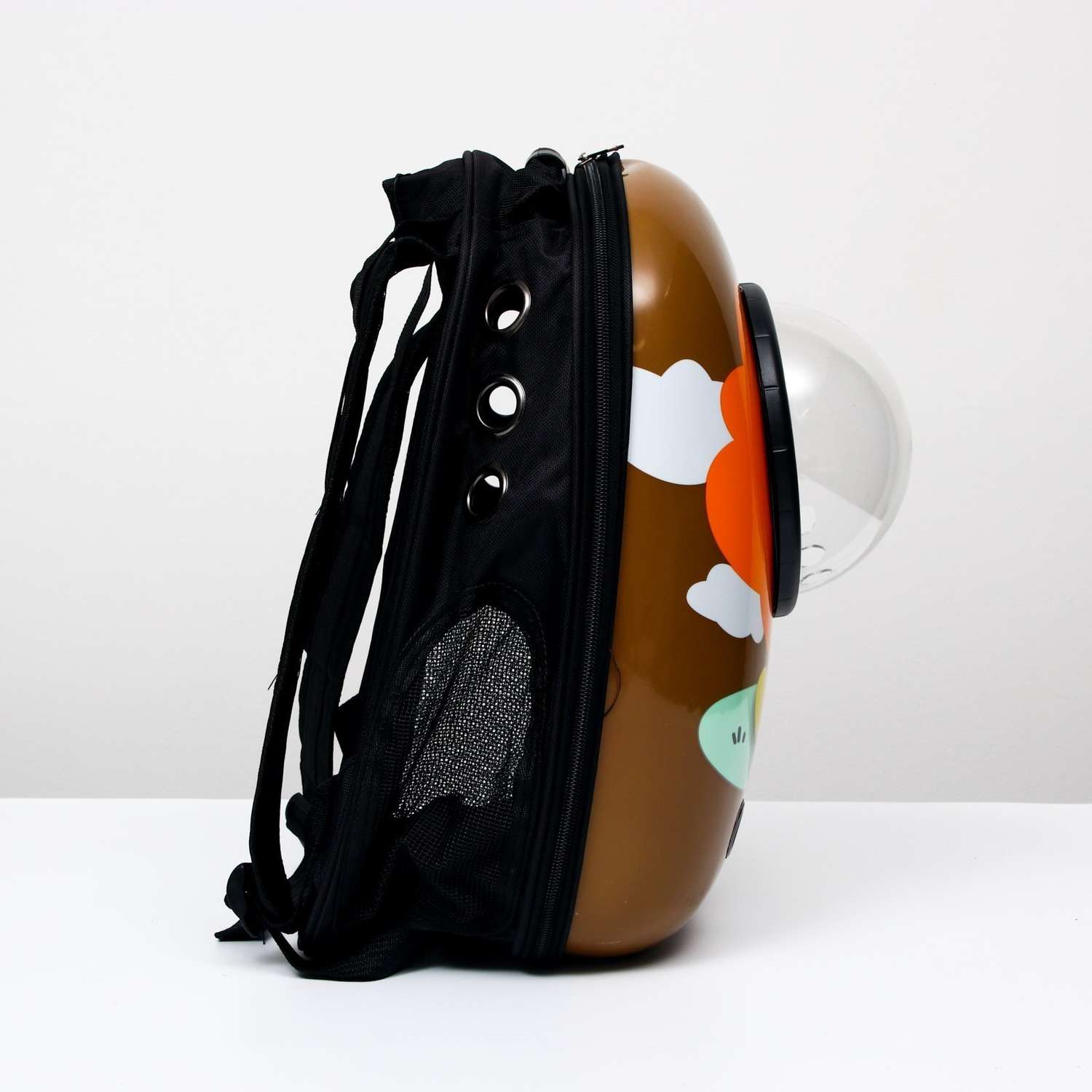 Рюкзак для переноски животных Пижон с окном для обзора «Лев» коричневый - фото 2